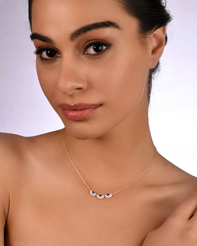 Pearl,Diamond and Blue sapphire necklace